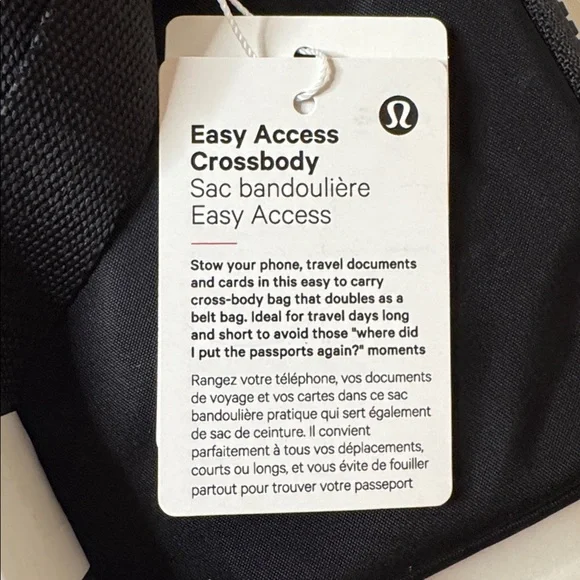 NWT Lululemon Easy Access Crossbody Bag - Black with White Wordmark Logo - Picture 8 of 9